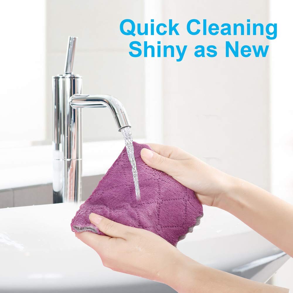 OstWony Small Reusable Cleaning Cloths,6 x 10 6×10 Inch (Pack of 15), Purple