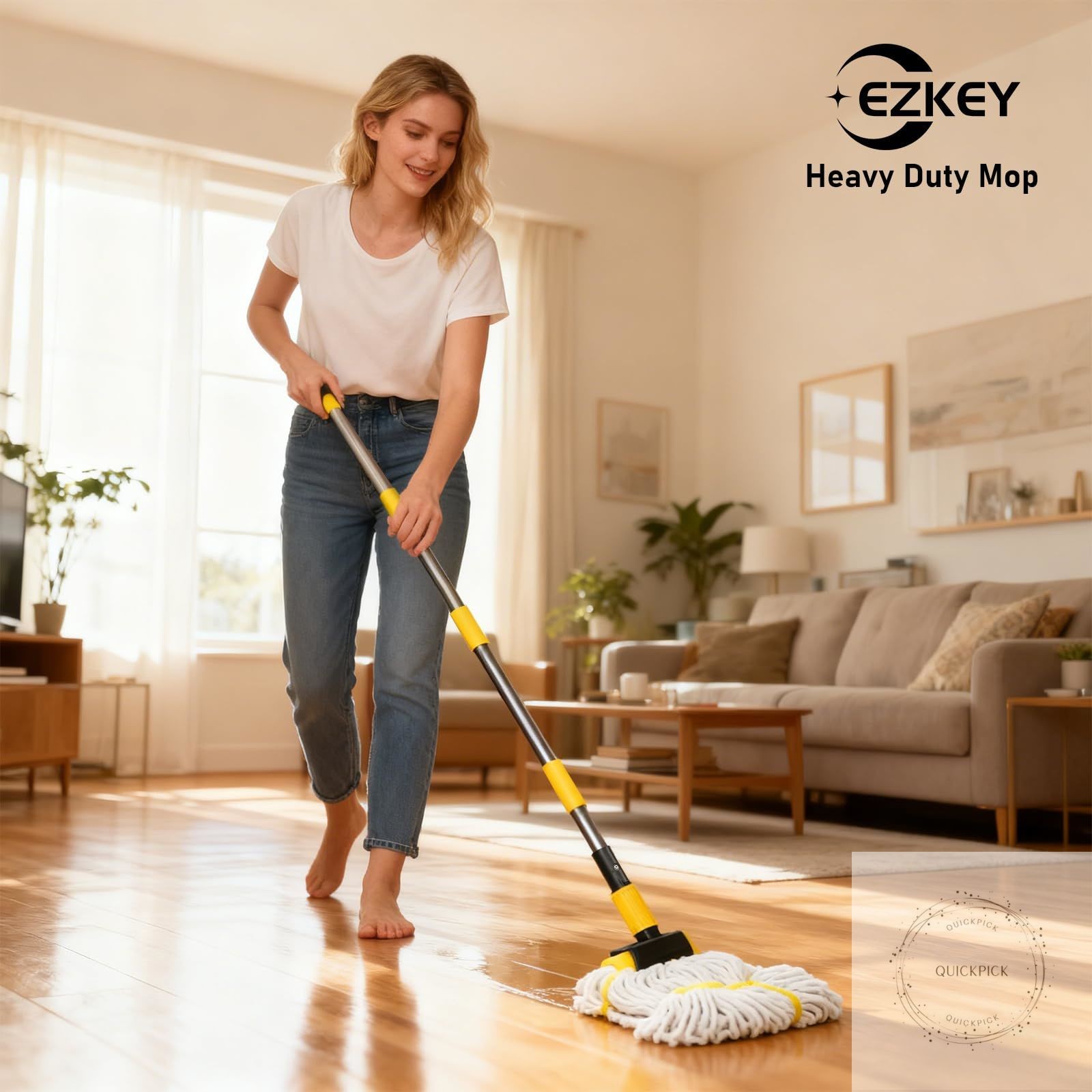 Heavy Duty String Wet Mop for Floor Cleaning, Commercial Industrial Cotton Mops