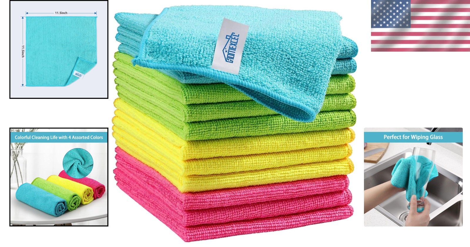 Eco-Friendly Microfiber Cleaning Cloths – Pack of 12 in Assorted Colors