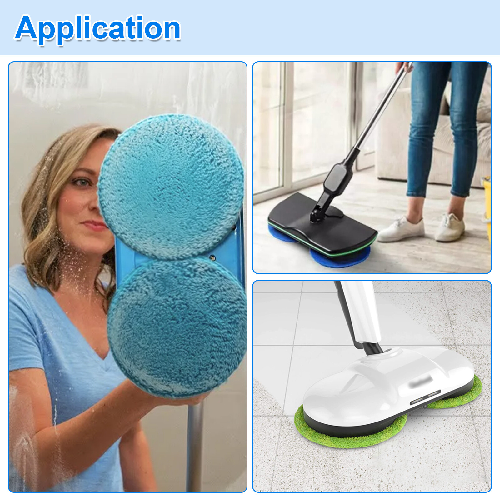 6Pcs Electric Mop Head Replacement Pads for Floor Cleaning Microfiber Washable