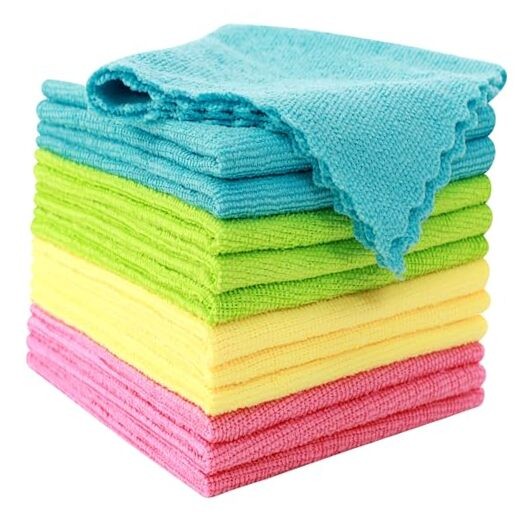 Microfiber Cleaning Cloth – Reusable Cleaning 12 Pack Green/Blue/Yellow/Pink