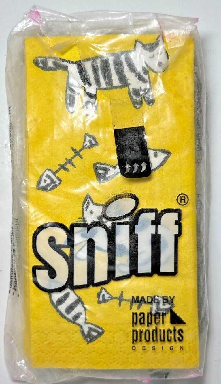 Sniff Cats Yellow Handkerchief Paper Handkerchiefs Tissue Germany Lot of 6