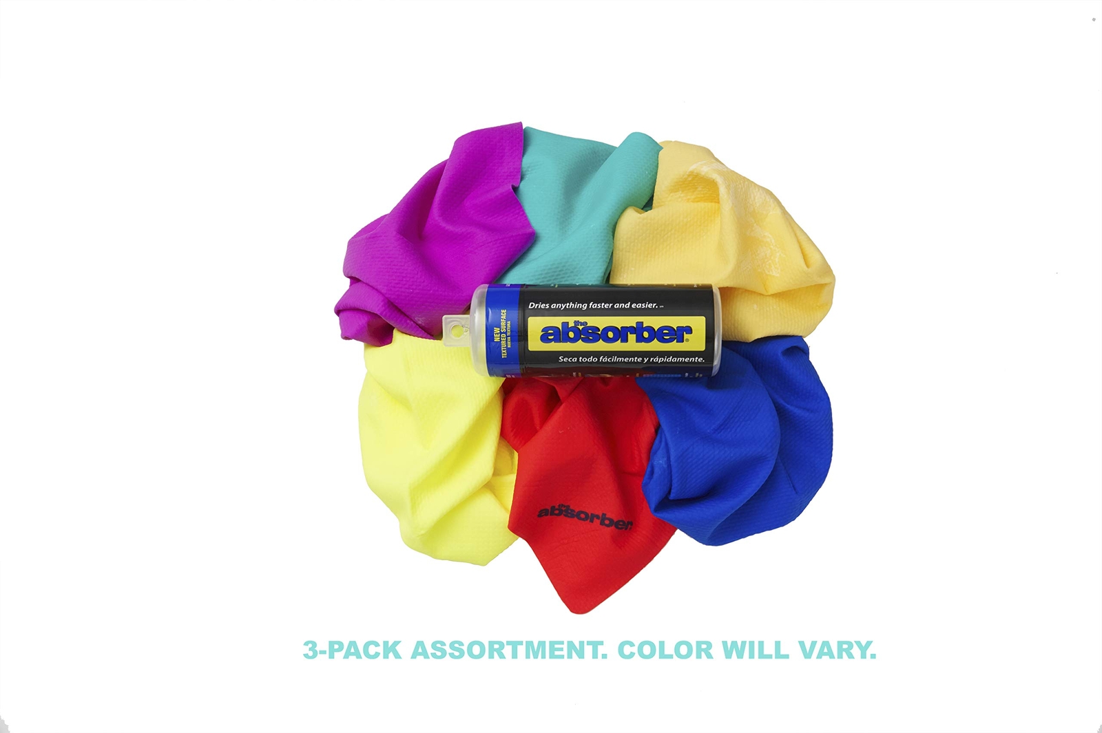 the absorber® Small 13″ x 17″ Assorted Colors 3-Towel Pack Textured Surface …