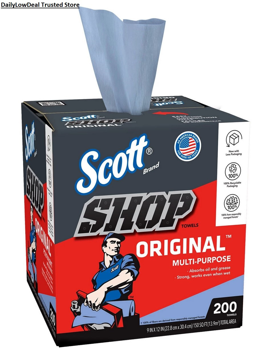Scott Shop Towels Original, Pop-Up Dispenser Box (200 Sheets/Box)✨✔✔ BUYMORESAVE