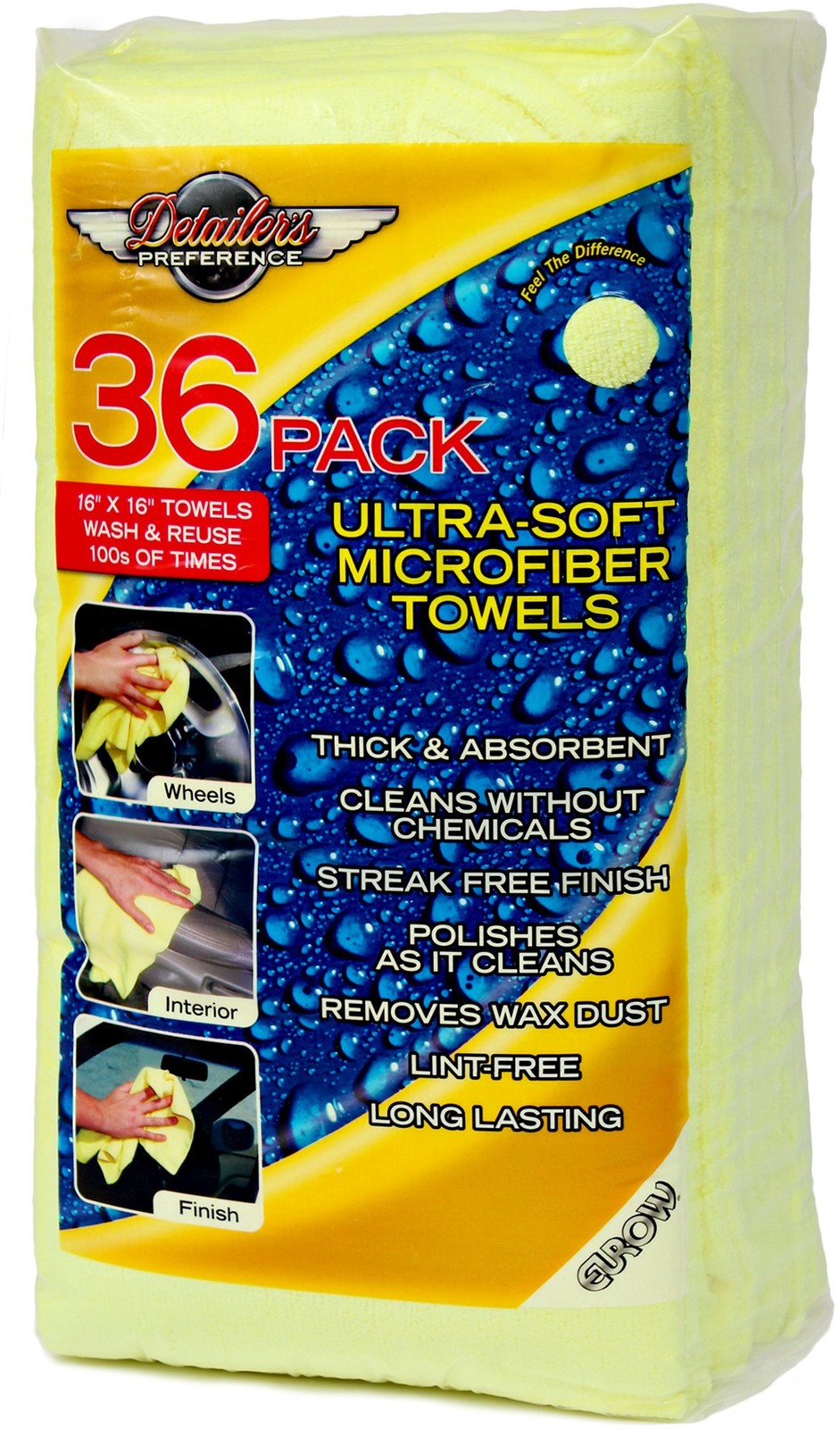 Eurow Microfiber Premium 16In X 16In 350 Gsm Cleaning Towels 36-Pack
