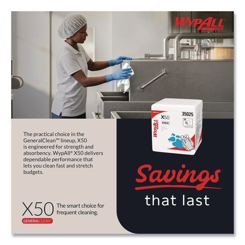 WypAll X50 Cloths 1/4 Fold White 12.5 x 10 Inch 832 Count 32 Packs