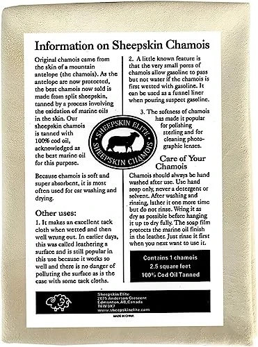 Chamois Drying Cloth Car Drying Towel Real Leather Super Absorbent 2.5 sq. ft