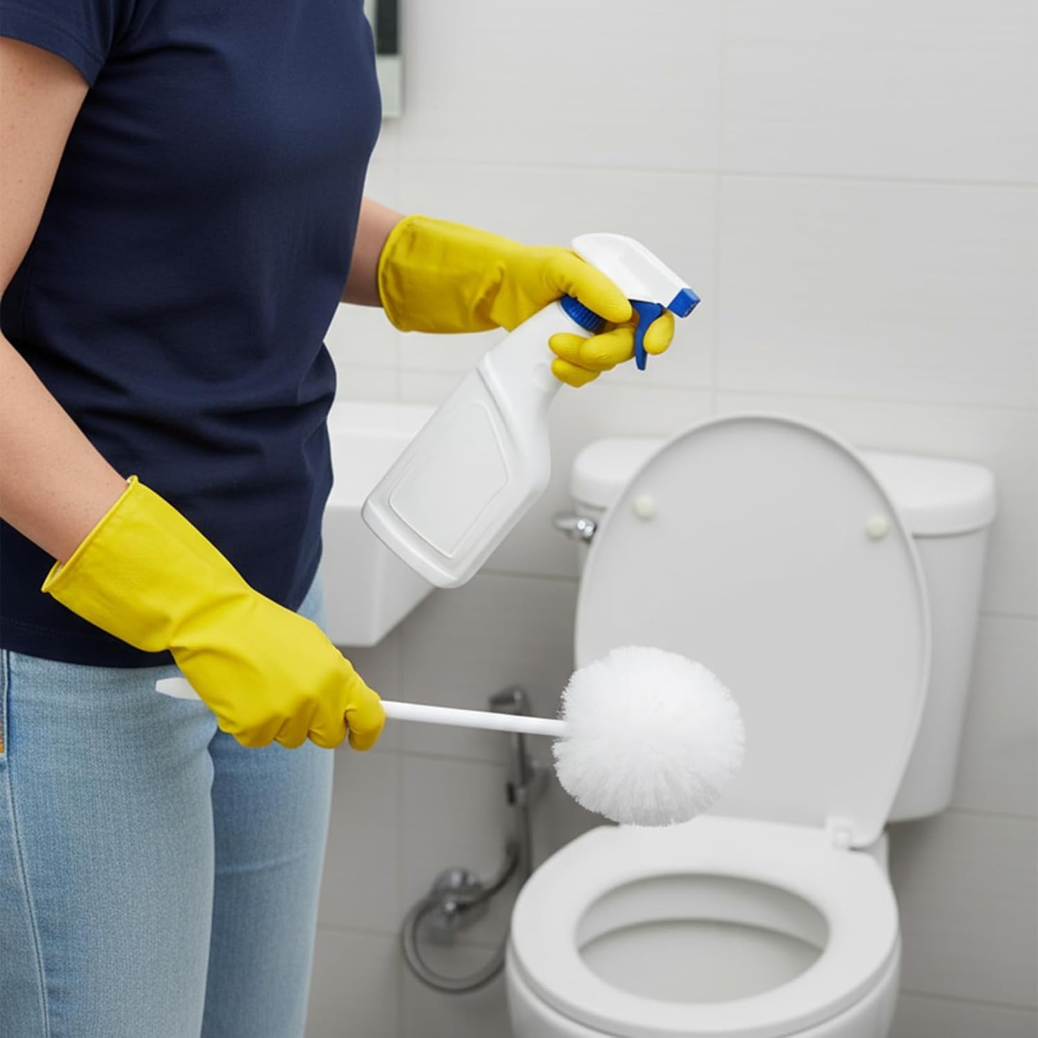 12 Pcs Toilet Bowl Brushes Soft Swab Polyester Head 15 Inch White Reusable Long