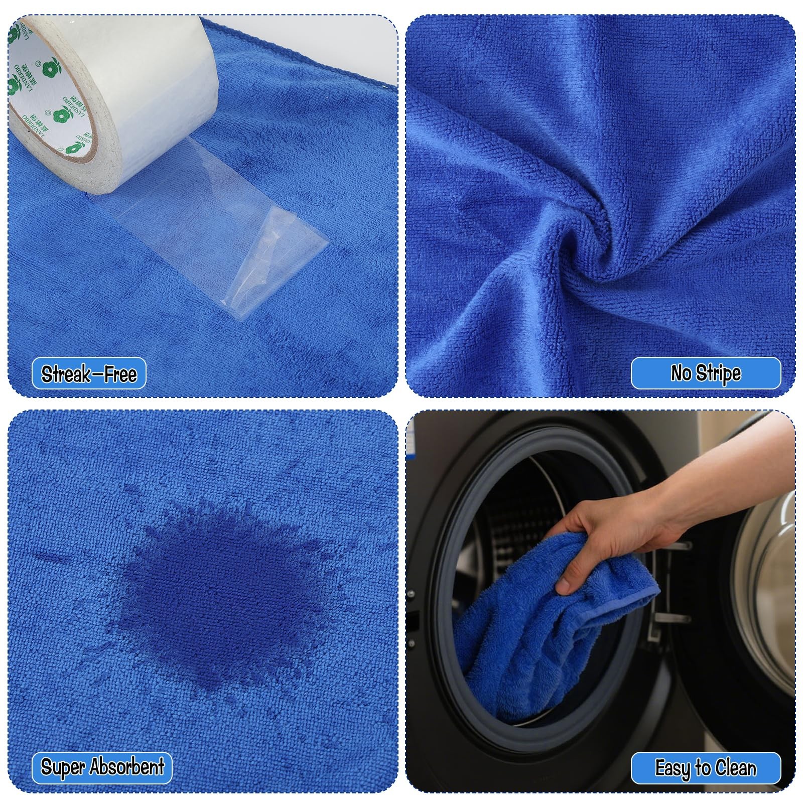 4 Pack Extra Large Microfiber Cleaning Cloths 20″x30″, Lint-Reusable Towels f…