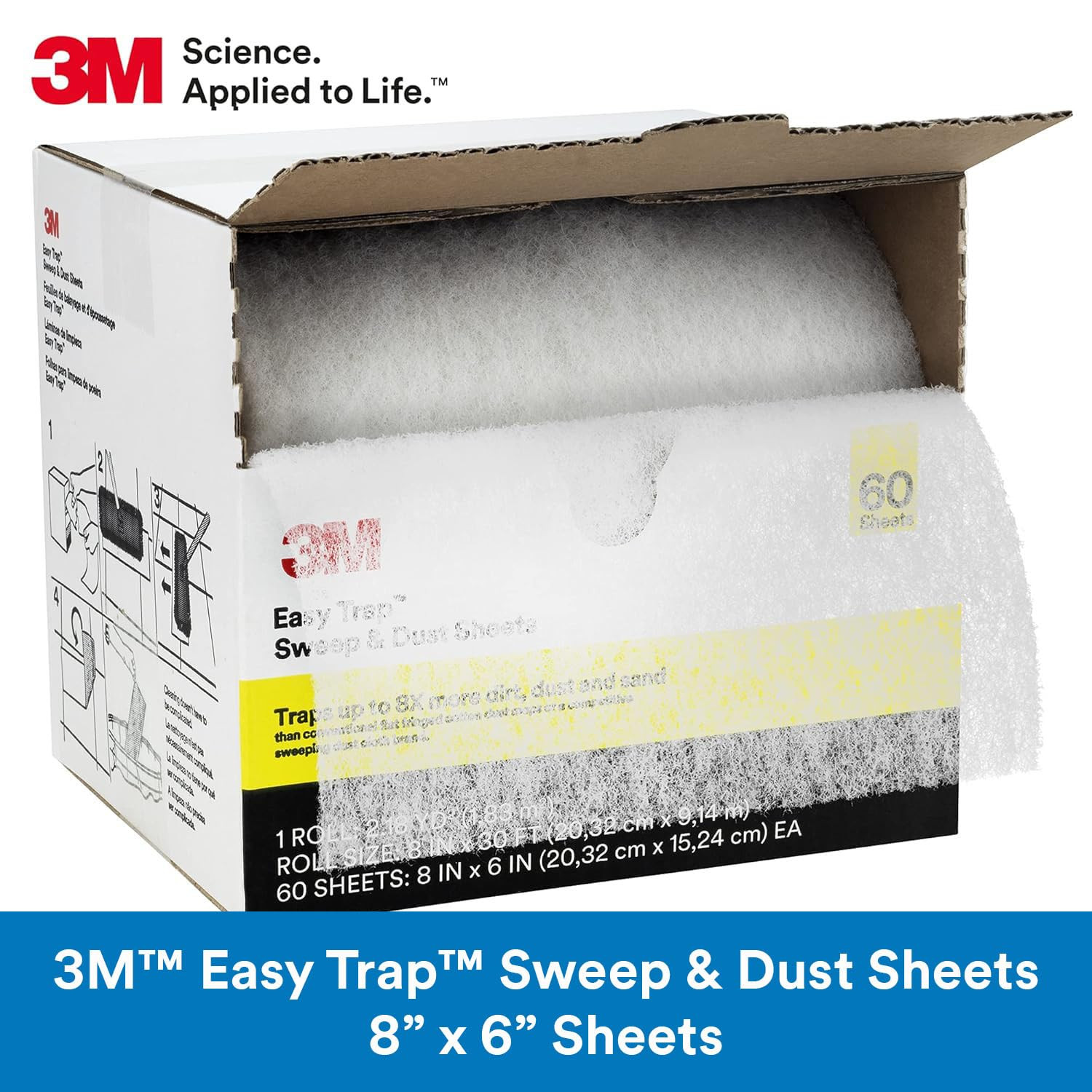 Easy Trap Sweep and Dust Sheets, 1 Roll of 60 8″ X 6″ Sheets, Disposable Easy Sw