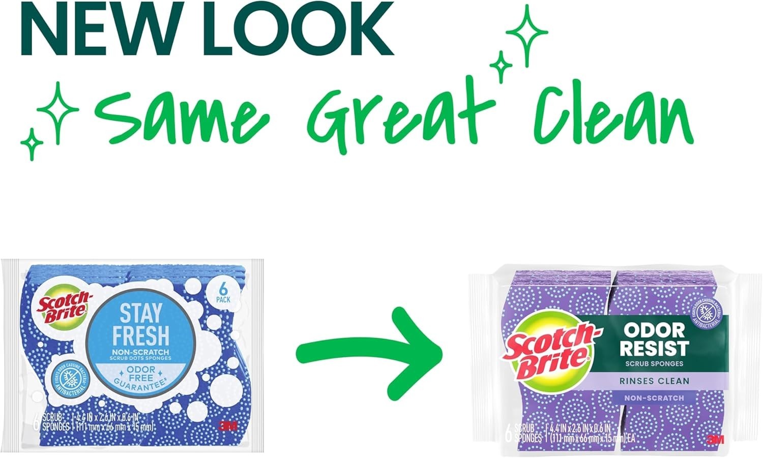 Scotch-Brite Scrub Dots Non-Scratch Scrub Sponge, Rinses Clean for 6 Scrub Spon.