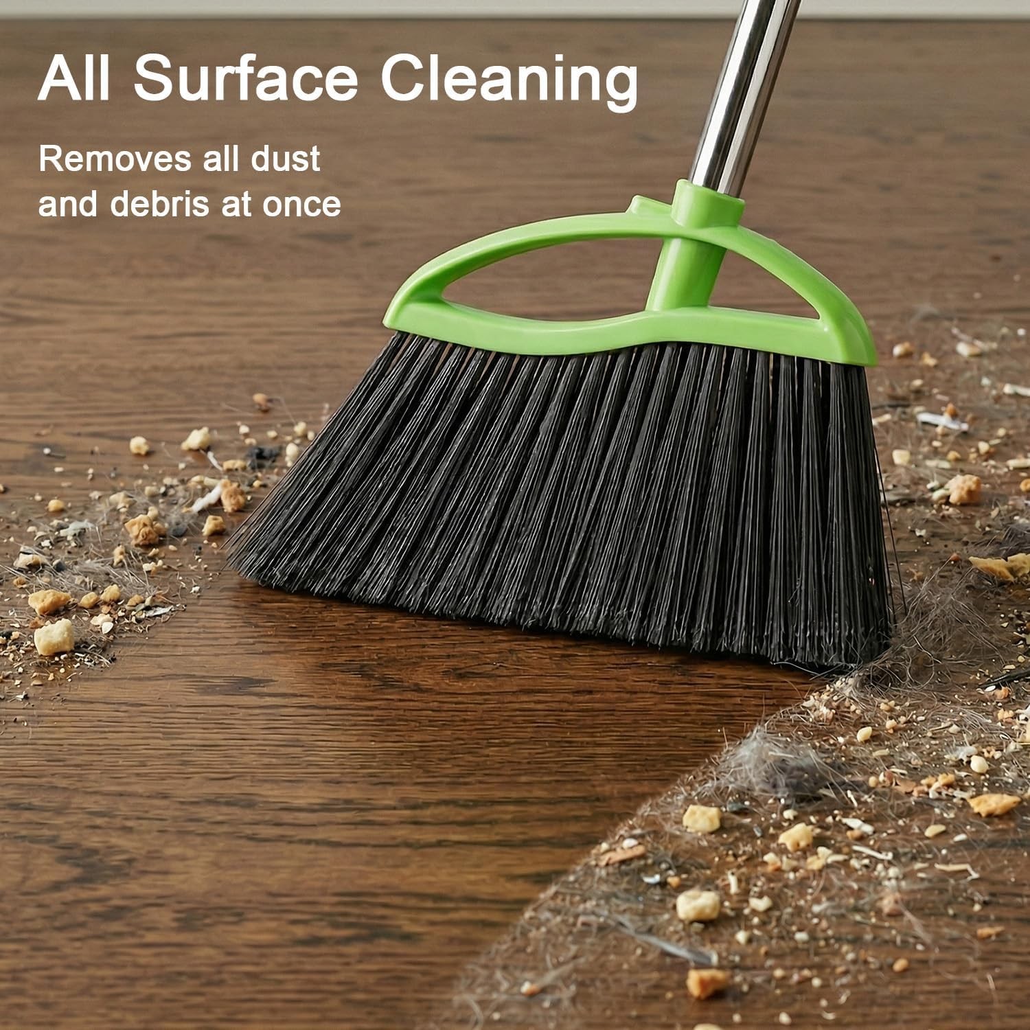 Soft Bristle Indoor Broom, Angle Kitchen Broom for Hardwood Floor Cleaning