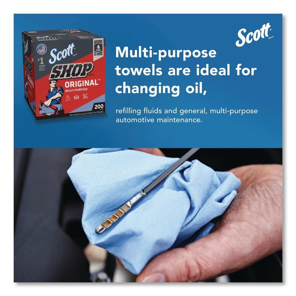 Scott 75190BX 9″ x 12″ 1-Ply Shop Towels Original – Unscented/Blue (200/Box) New