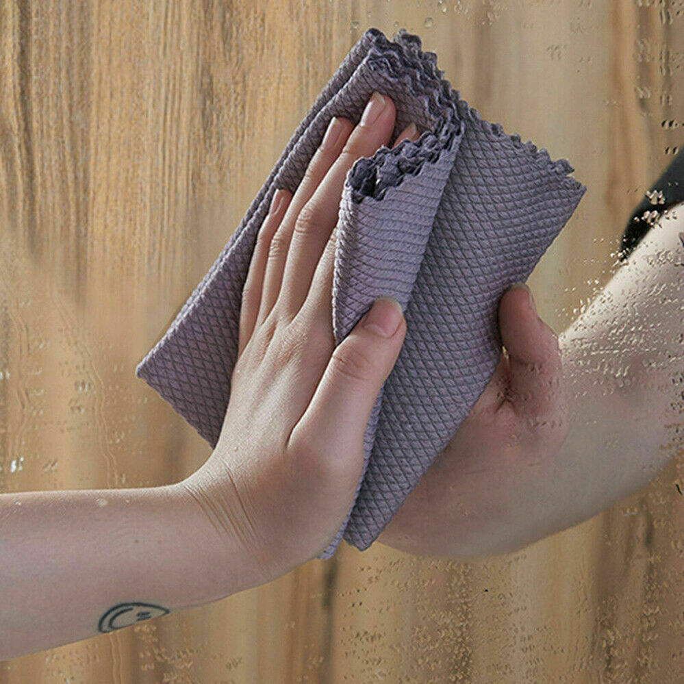 5PCS Kitchen Microfibre Nano Dish Washing Window Glass Cleaning Cloths Scale