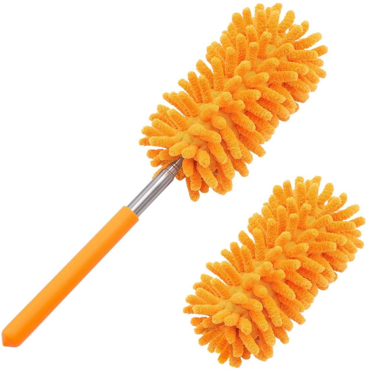 Microfiber Duster for Cleaning, Tukuos Hand Washable 2 Attachments, Orange