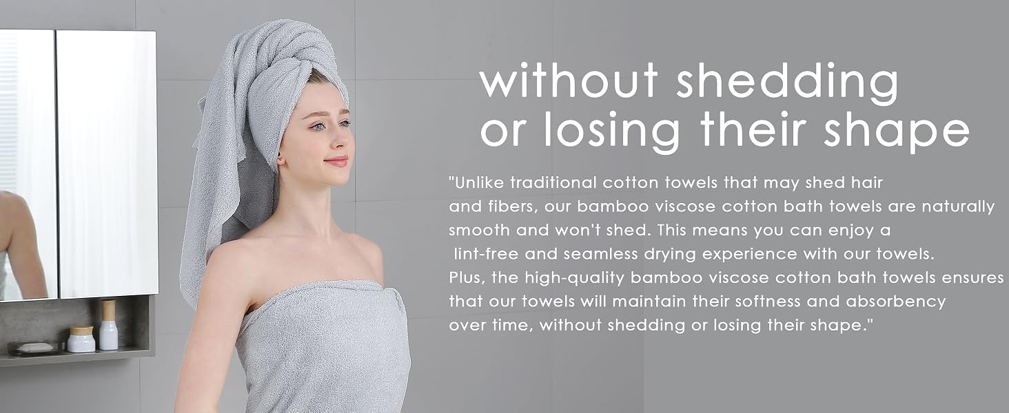 Viscose from Bamboo and Cotton Bath Towels Set of 6-27×54 Inch Ultra Soft,