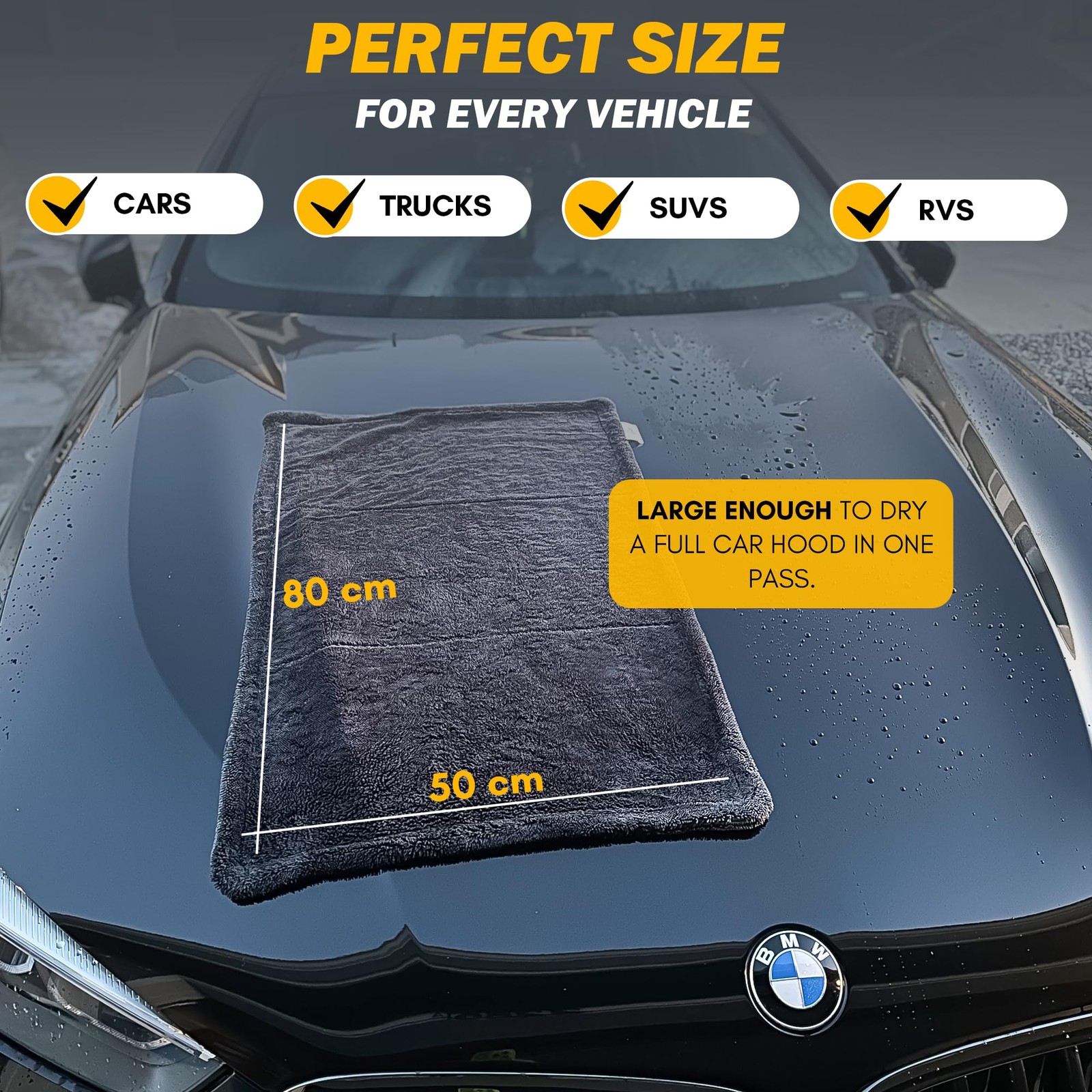 20×30 Inch 1200GSM Premium Dual Sided Super Absorbent Microfiber Car Towel
