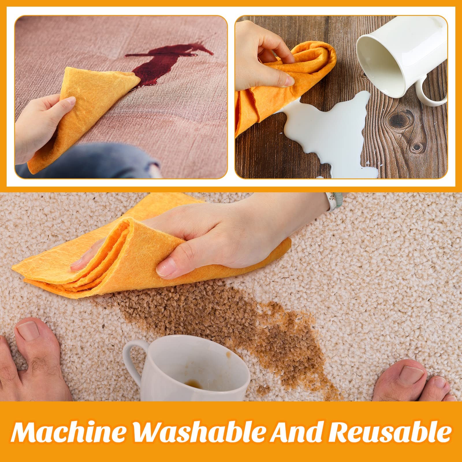 10 PCS 20×27 Inch Orange Shammy Cloths Absorbent Chamois Towel Car Drying Pad