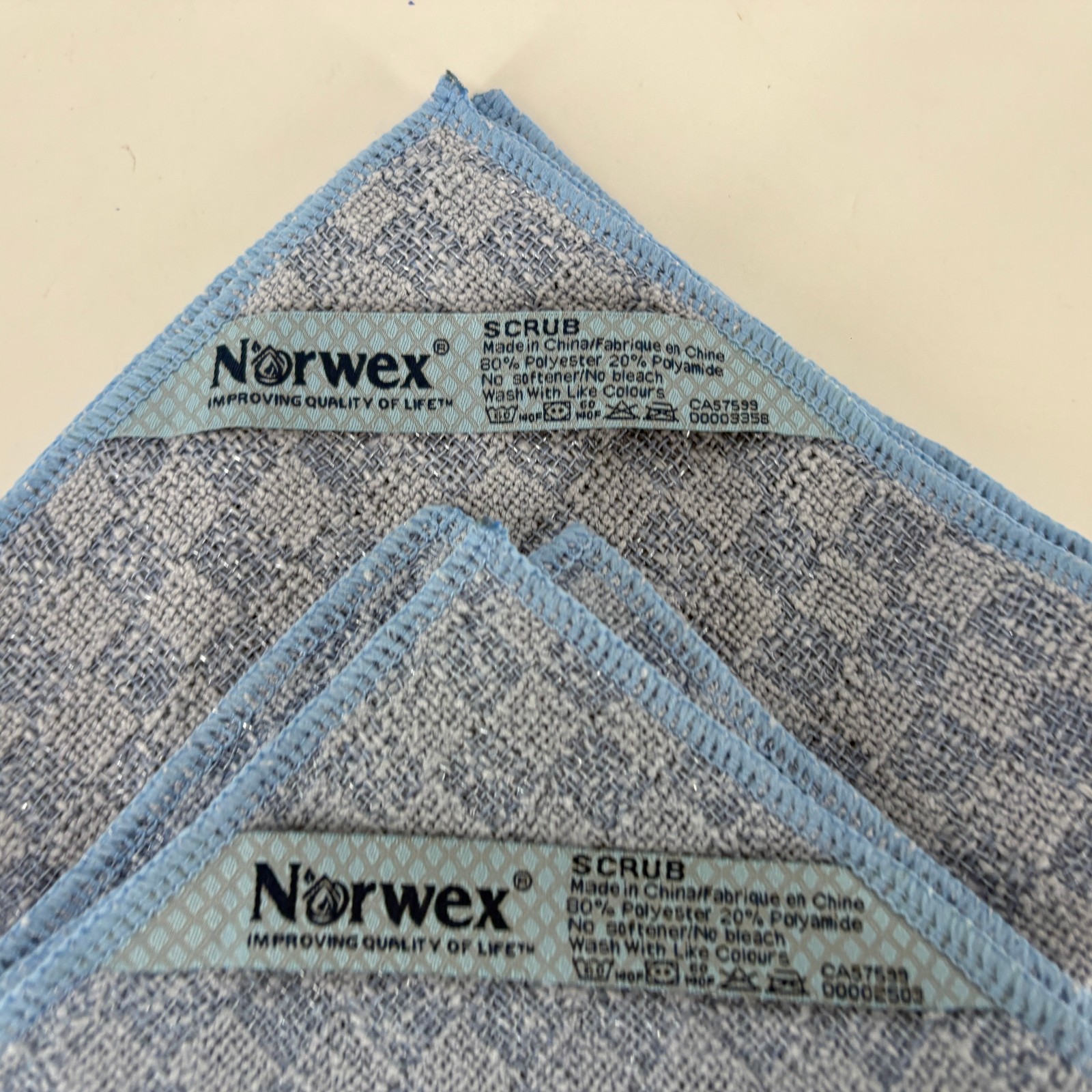 Norwex Kitchen Scrub Cloth 14″x14″ Blue Microfiber Cloth Lot of 2 NEW