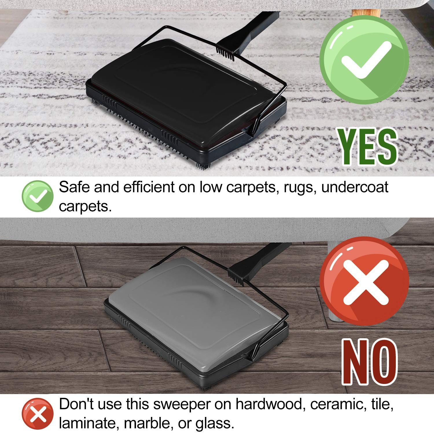 Carpet Sweeper Cleaner for Home Office Low Carpets Rugs Undercoat Carpets Pet…