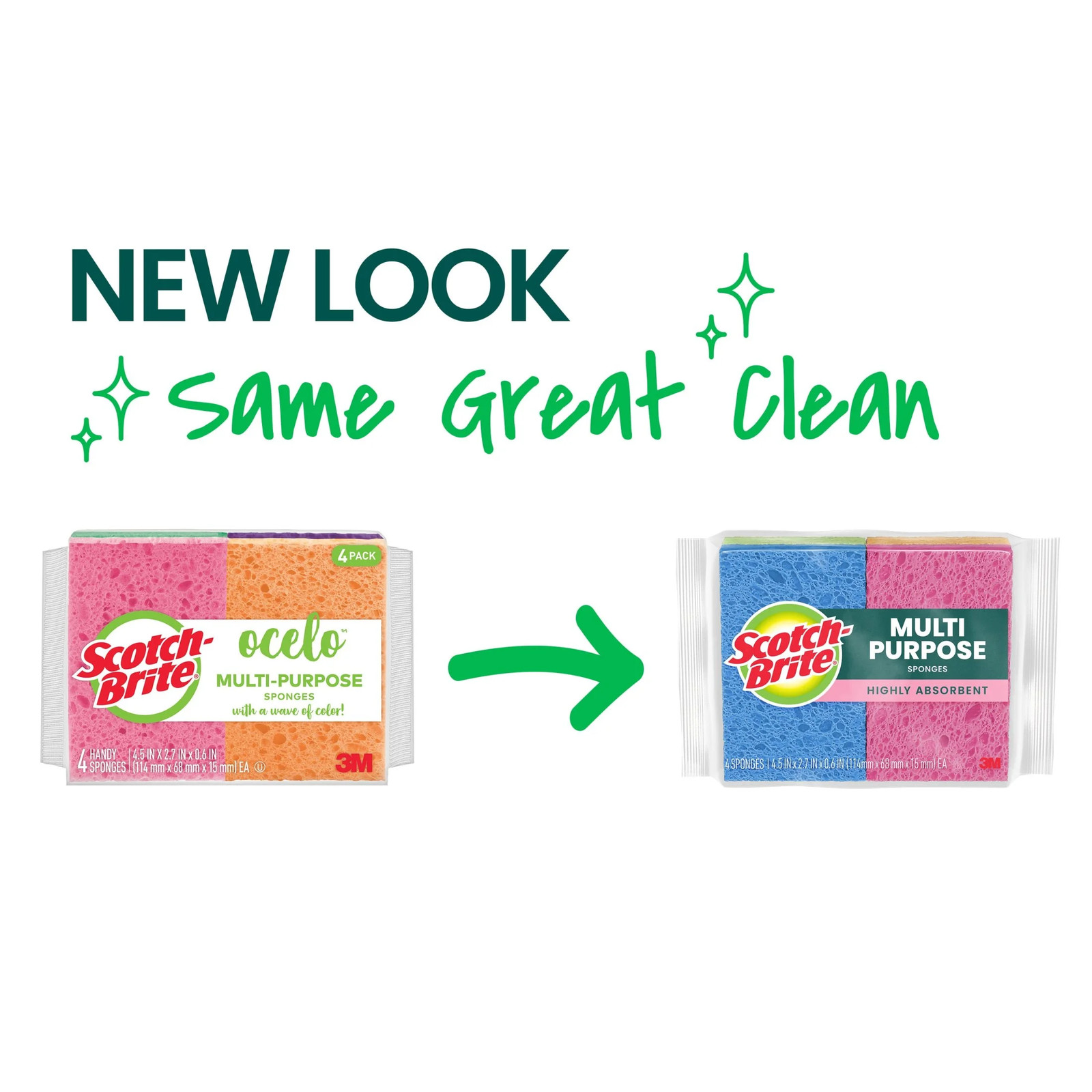 Scotch-Brite Multi-Purpose Sponges, Highly Absorbent, 6 Sponges