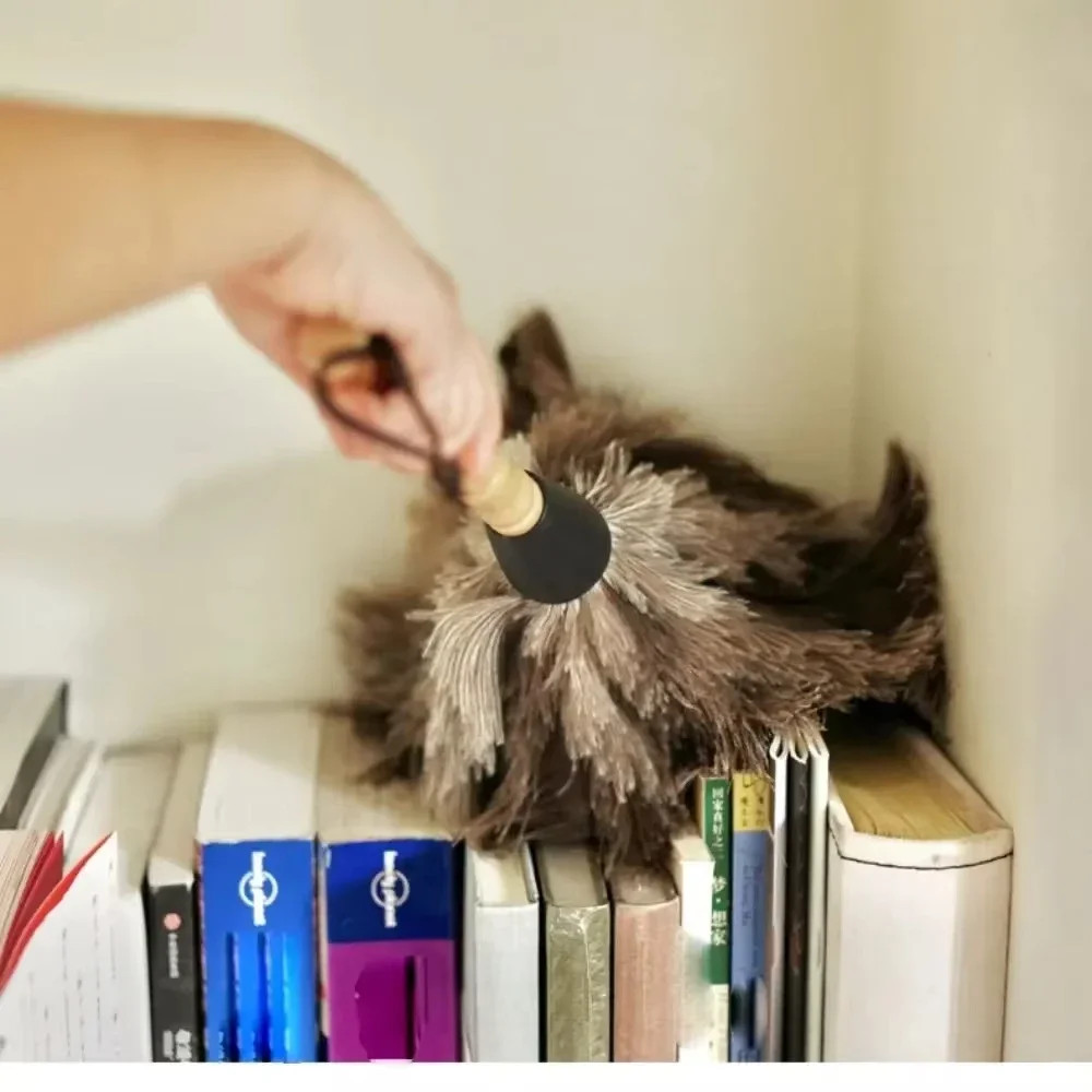 Feather Duster Wooden Handle Duster Anti-Static Dust Removal Dusters Ostrich Dus