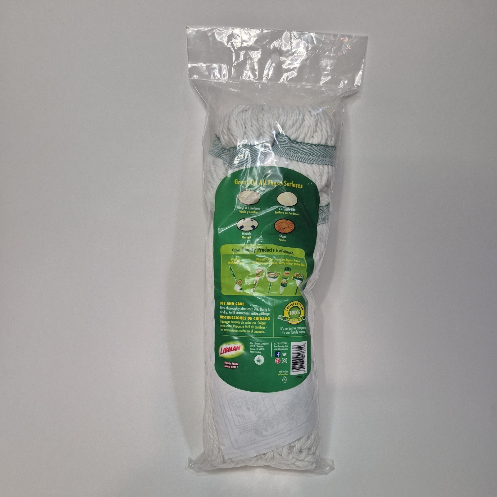 Libman Tornado Mop Refill White Cotton Blend Snap On.