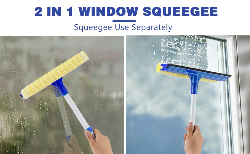 15.9″ Window Squeegee for Car,2 in 1 Squeegee Window Cleaner with Long Stainless