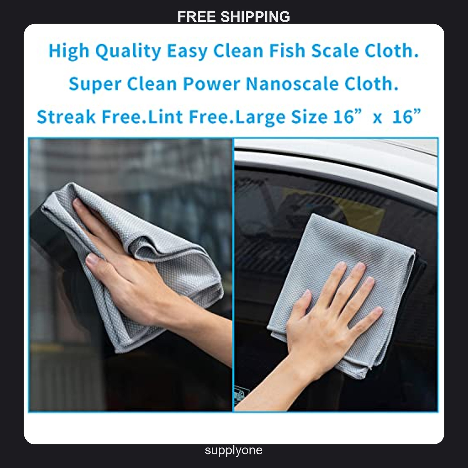 6 Pack Microfiber Cleaning Cloths 16×16 Inch Streak-Free Fish Scale Towels