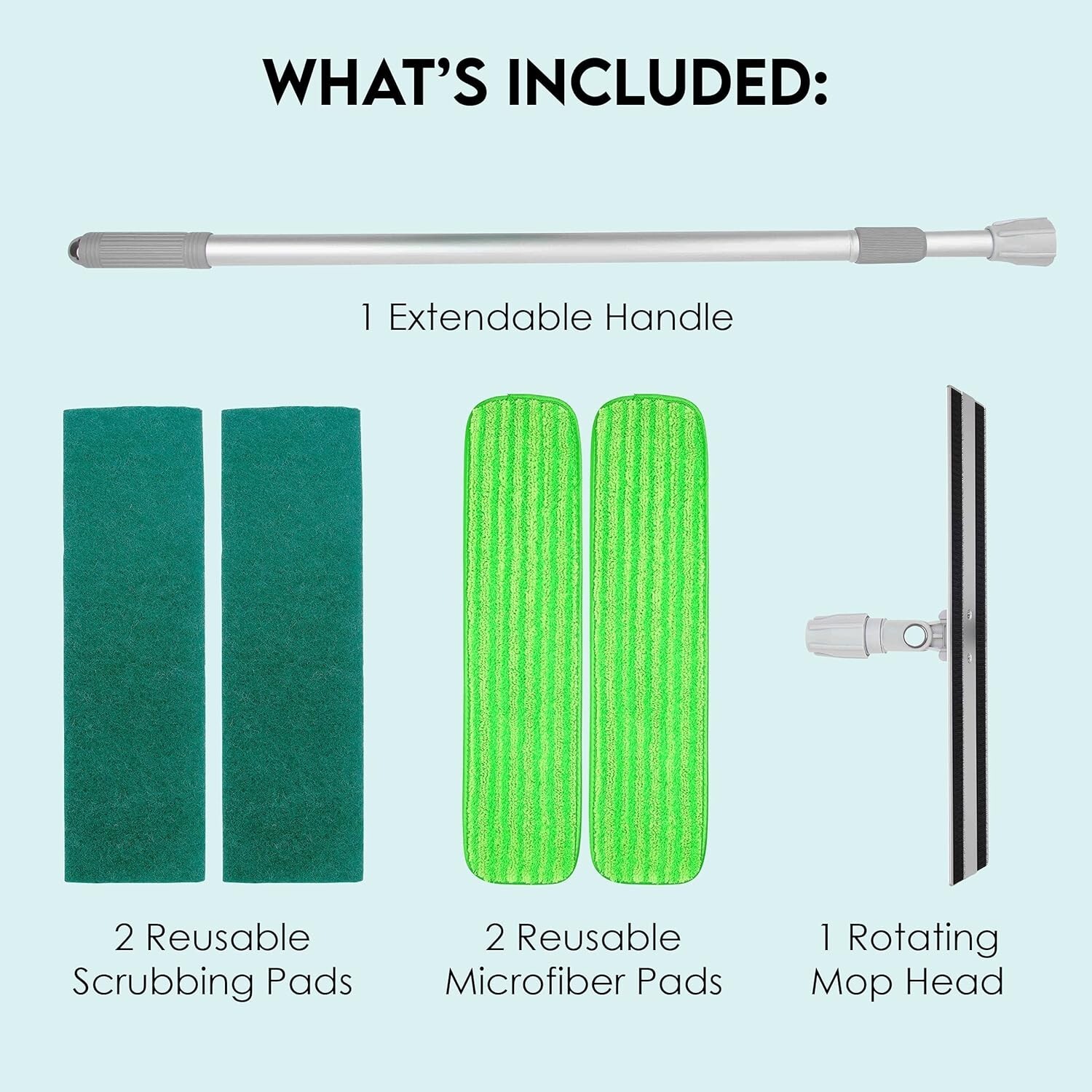 Turbo Mop Microfiber Mop for Floor cleaning- Tile & Wood Floor 4 Reusable Pads