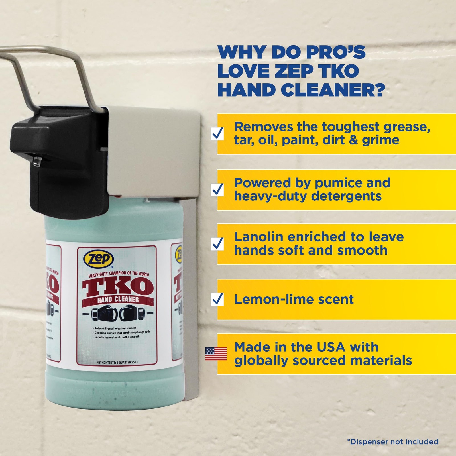 Zep TKO Hand Cleaner – 32 Oz (Pack of 1) – R54804 32 Fl 1), Blue