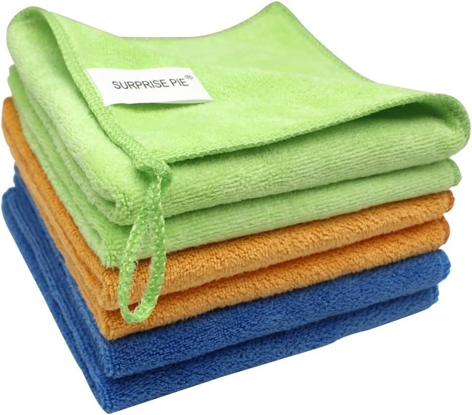 6 Pack Microfiber Cleaning Cloths – 12×12, Multi-Colored, Lint-Free, Scratch-…