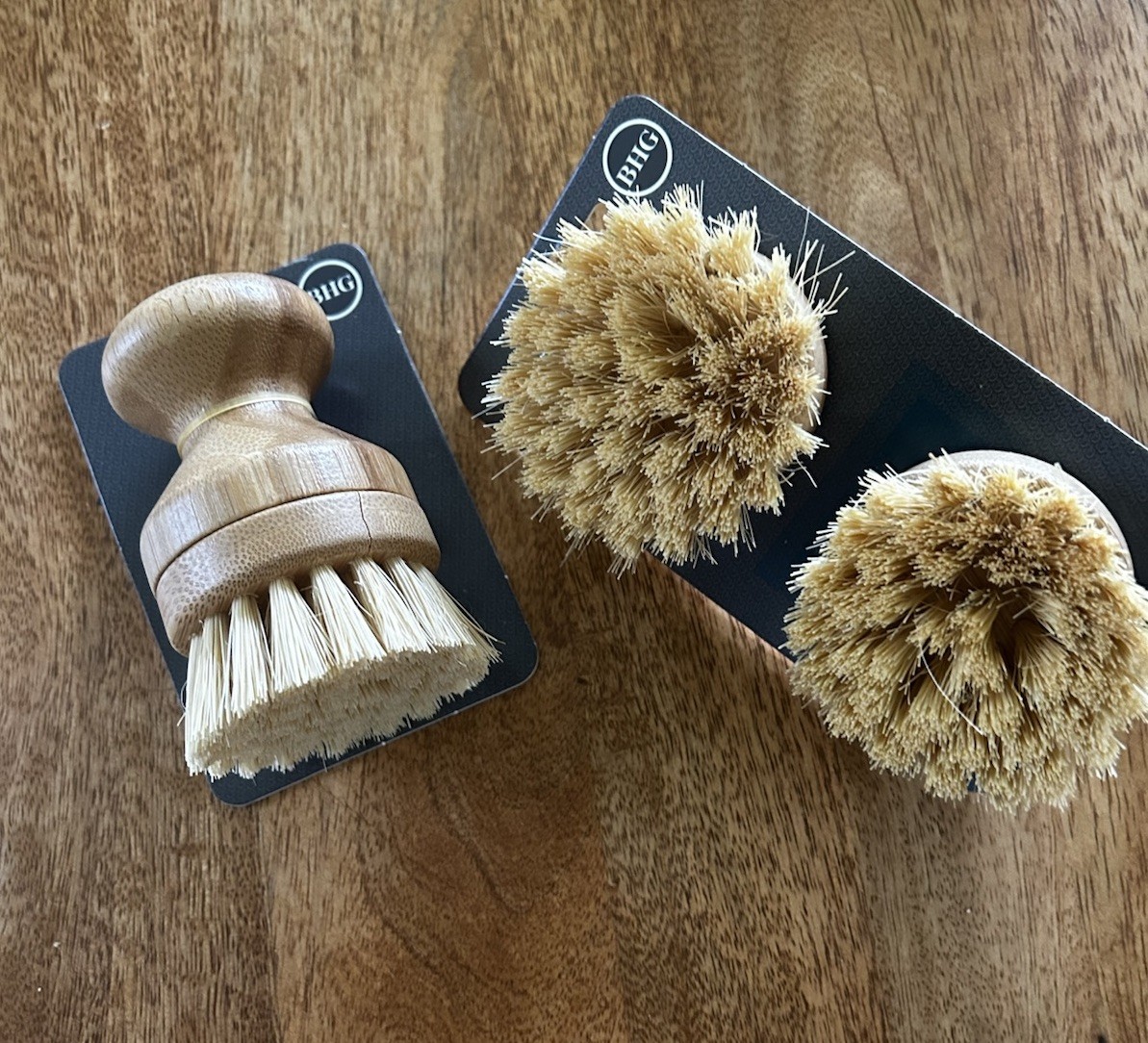 Better Homes &Garden Palm Brush Wood Bamboo Set 2 Refill Sisal Brush
