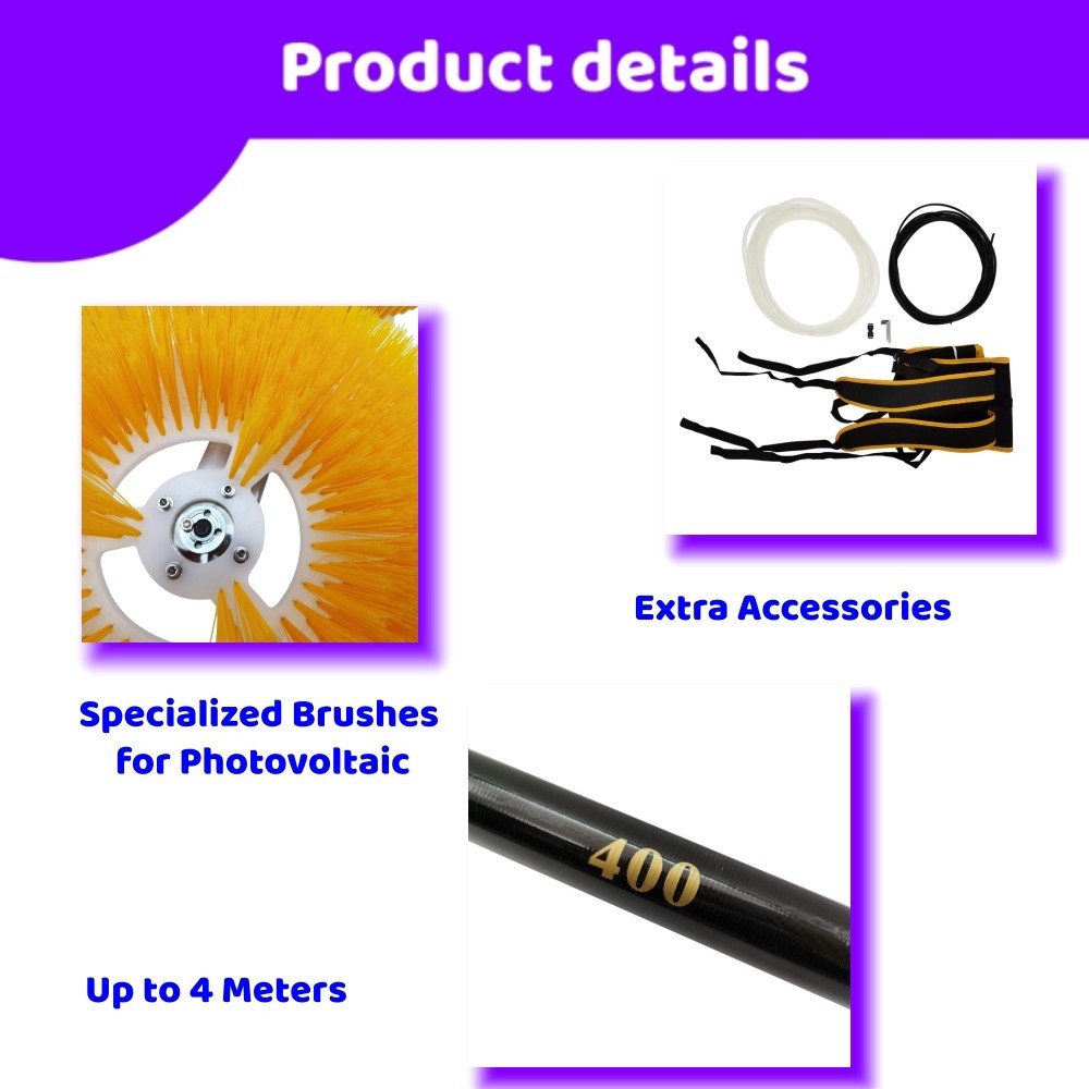 304 Stainless Steel & Carbon Fiber Electric Solar Panel Cleaning Brush 110V