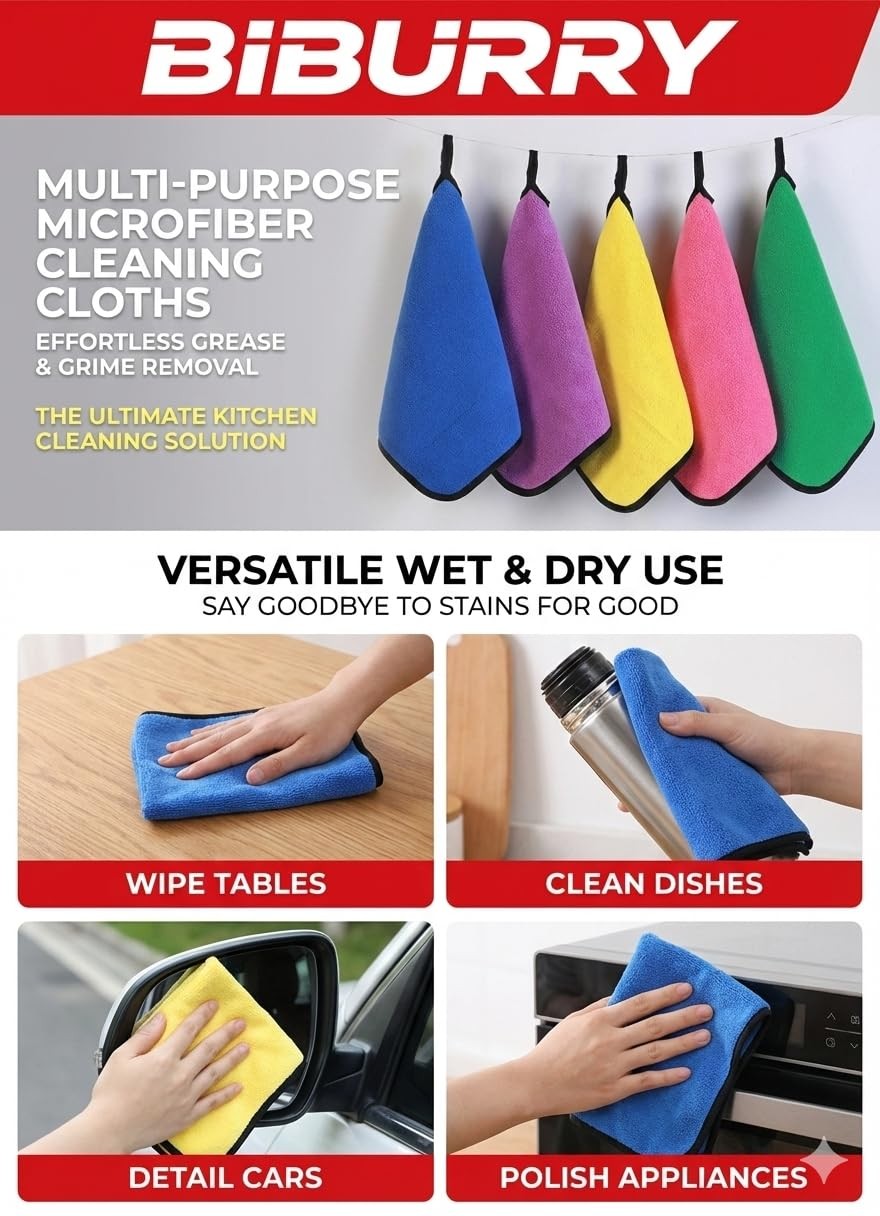 Microfiber Cleaning Cloths – Ultra-Thick Coral Fleece 600 GSM, Lint-& Scratch…