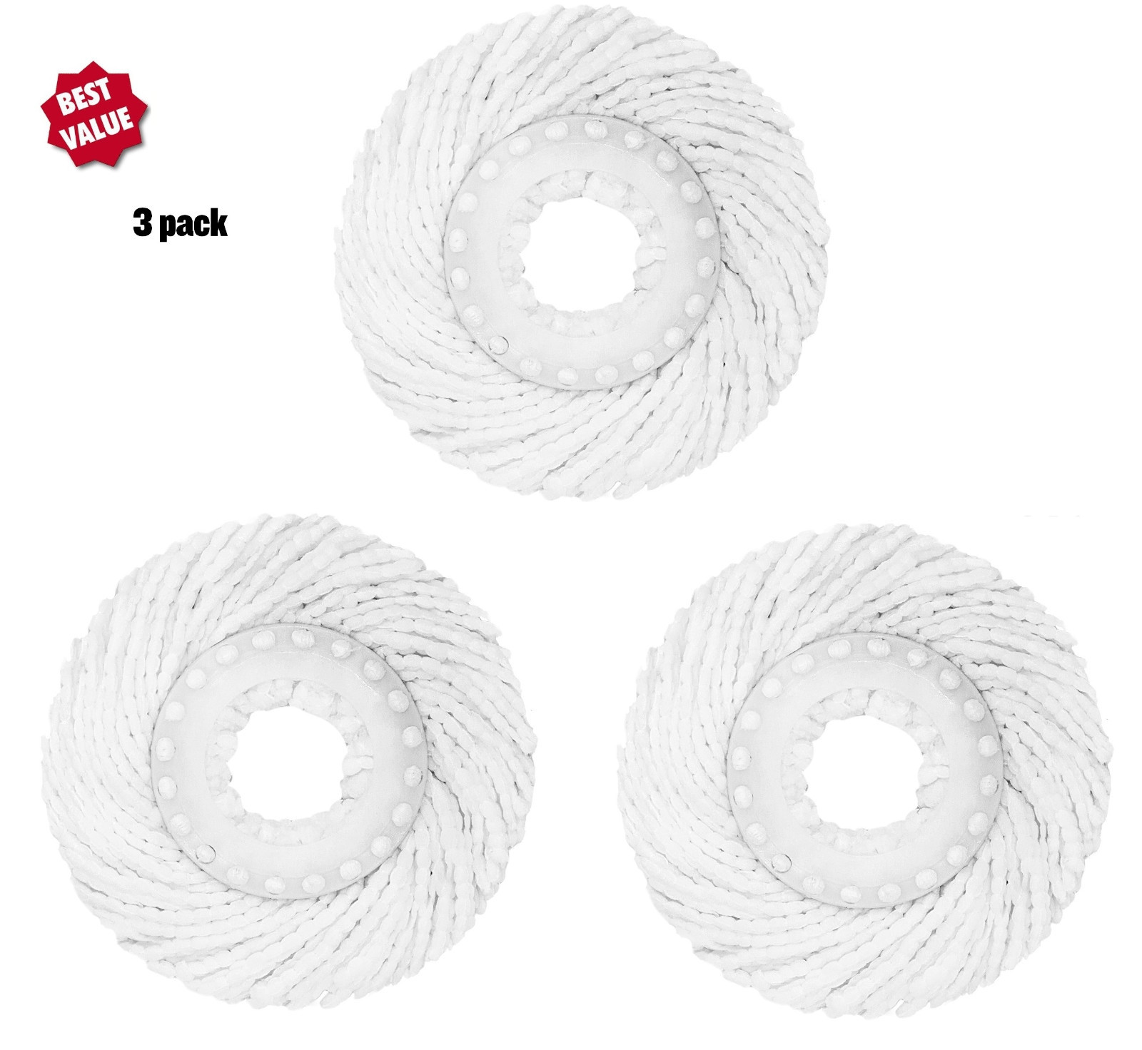 3x Replacement Microfiber Mop Head Easy Clean Wring Refill For O-Cedar Spin Mop