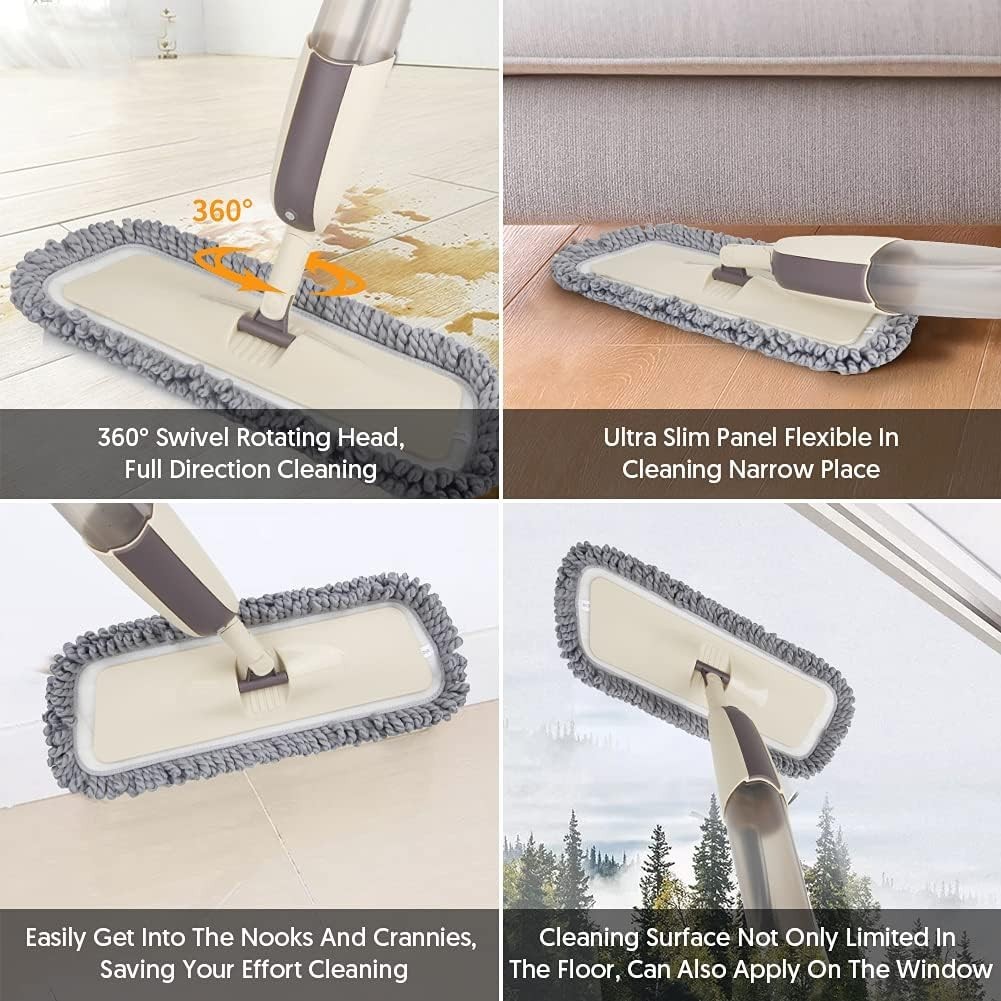 Reusable Microfiber Spray Mop for Multi-Surface Cleaning 410ml Tank Lightweight