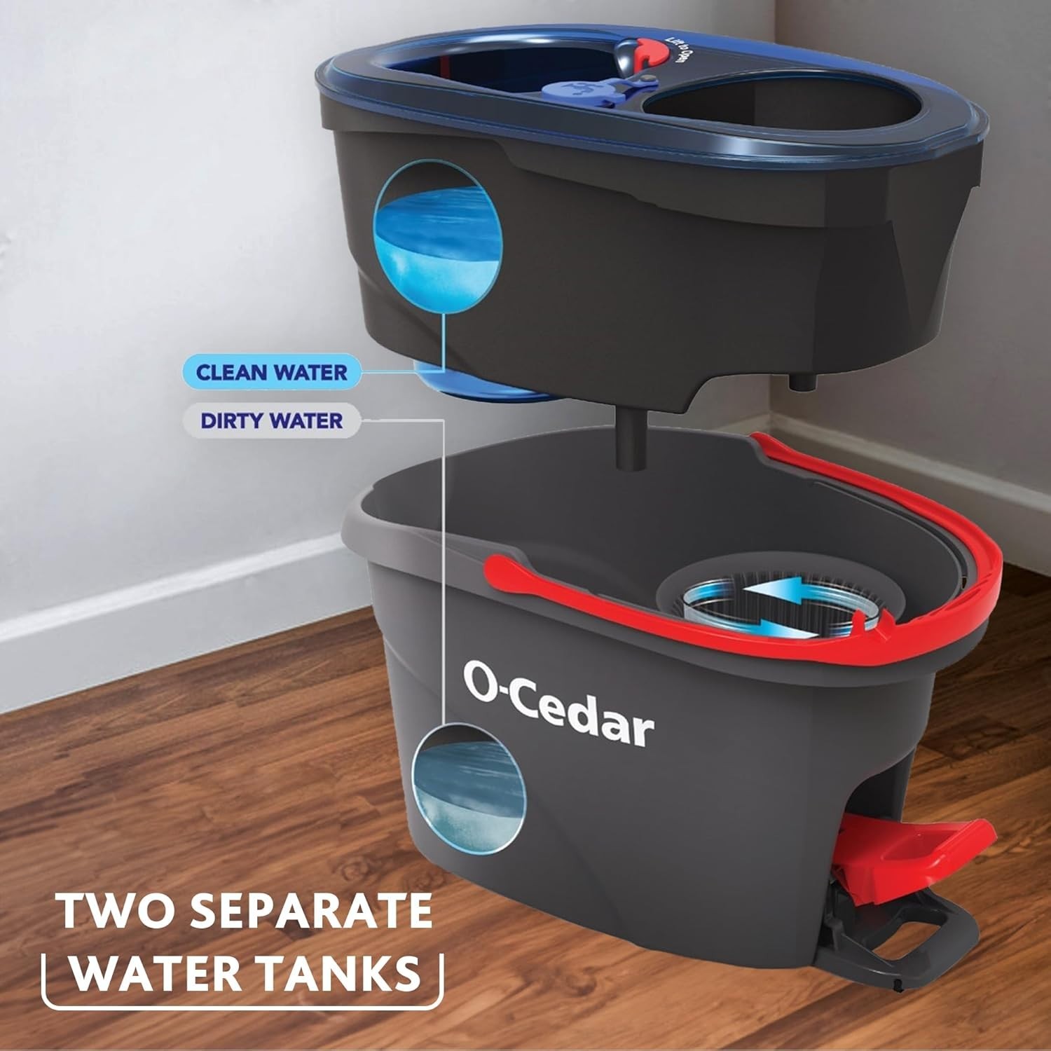 O-Cedar RinseClean Spin Mop & Bucket System | Clean with Clean Water | Remove…