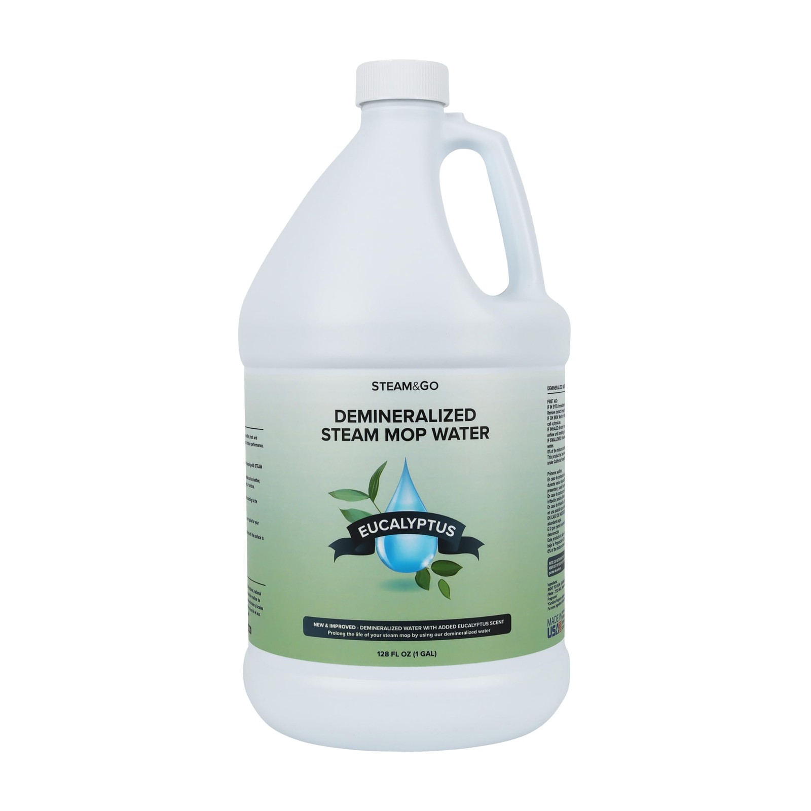 Steam & Go Demineralized Water for Steam Mop – Eucalyptus Mint Scent, 128 oz …