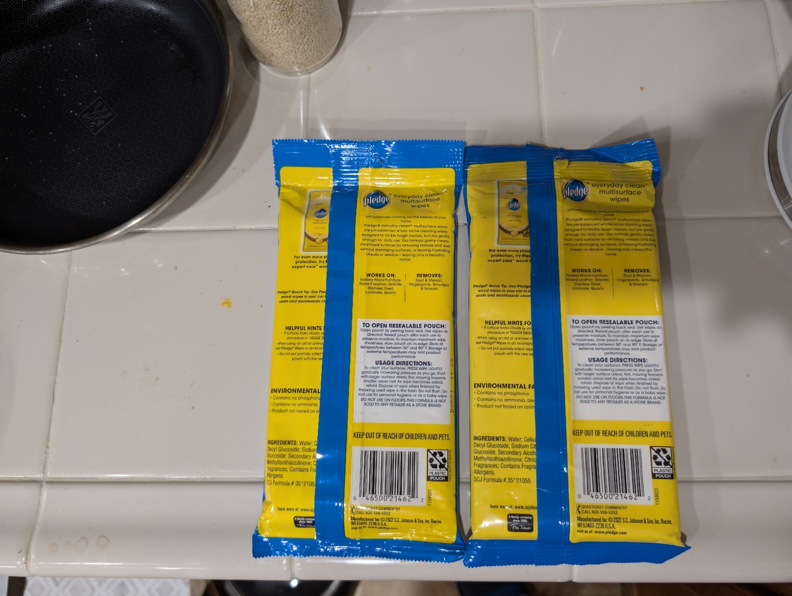 Pledge Multi-Surface Cleaner Wet Wipes, 7 x 10, Fresh Citrus, 25 Wipes, 2 Packs