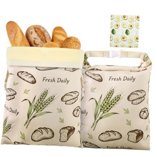 2 Pack Beeswax Bread Bags for Homemade Bread,17×13 In Sourdough Storage