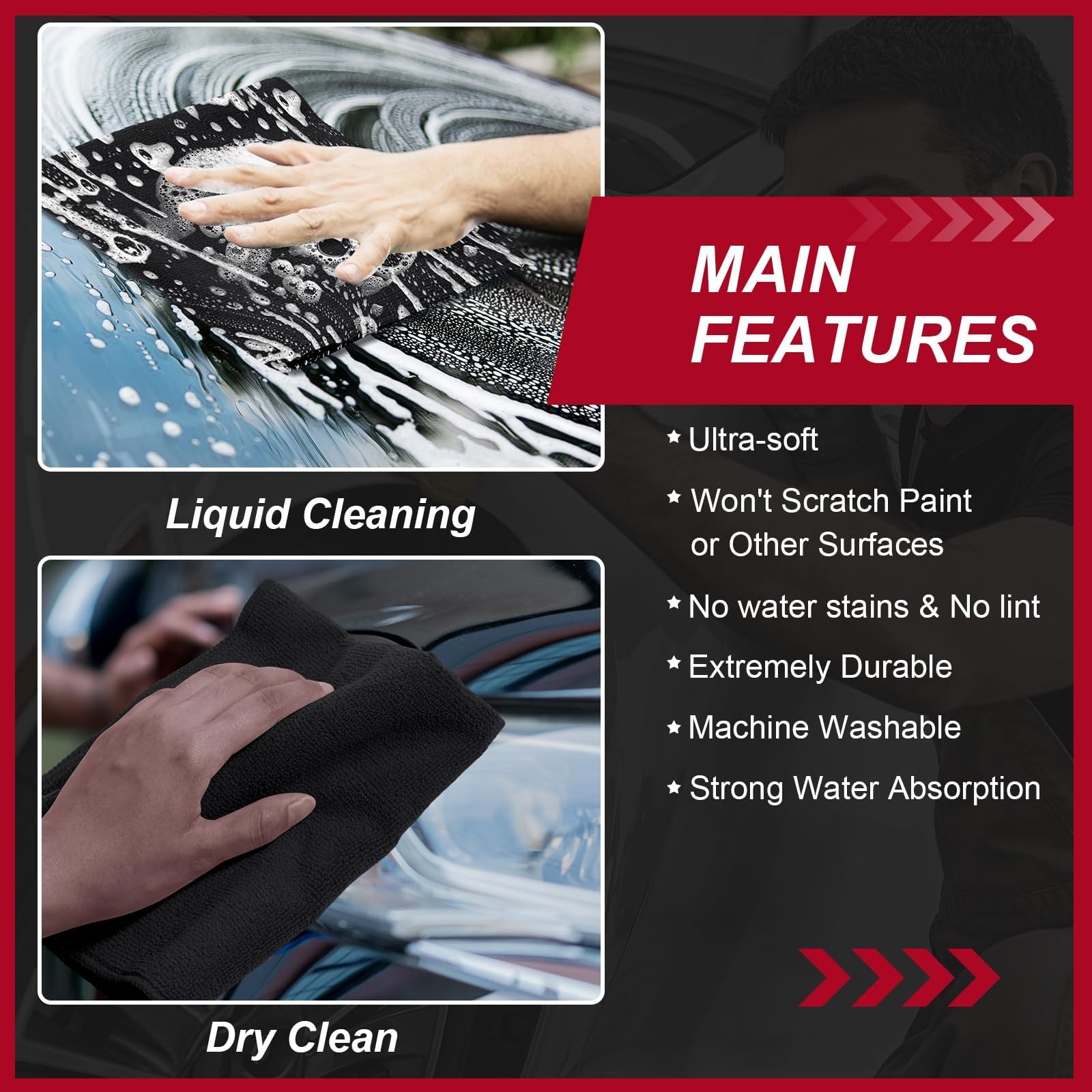 200 Pcs Microfiber Cleaning Cloths 16×16″ Ultra Absorbent Reusable Lint-Free Tow