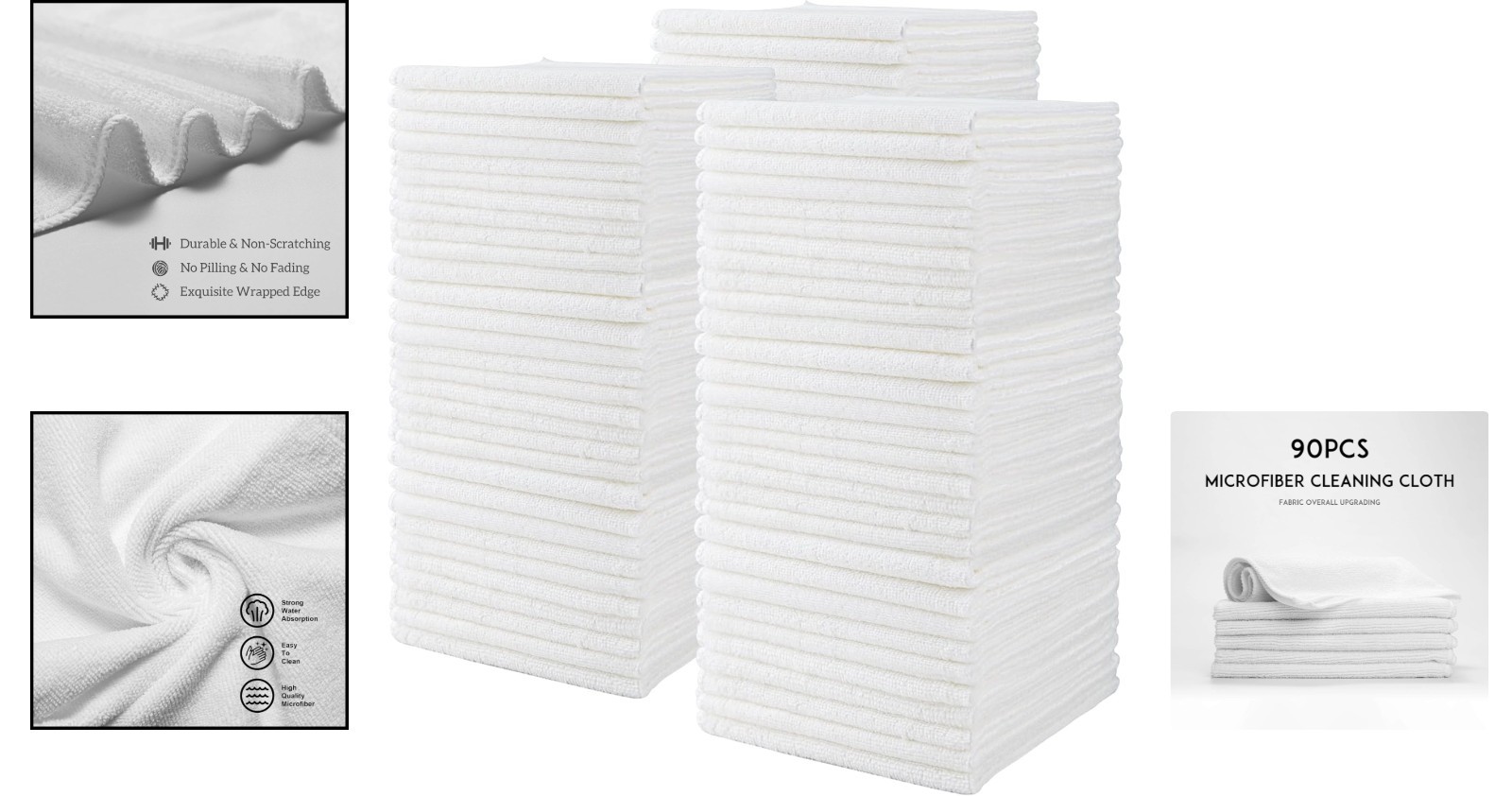 Ultra-Soft, Eco-Friendly Microfiber Cleaning Cloths 90 Pack – Machine Washable