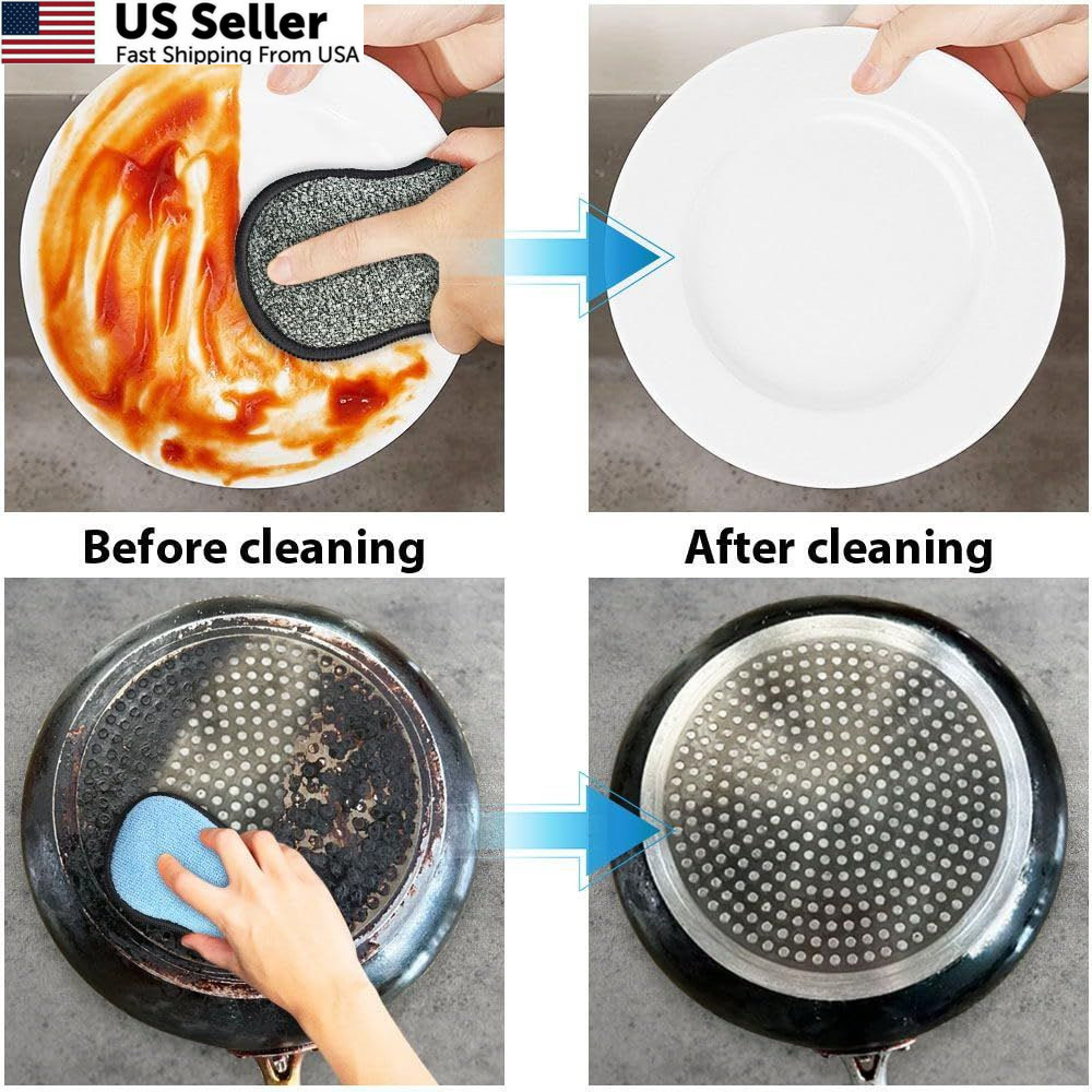 12 Pack Multi-Purpose Scrub Sponges for Kitchen by SmilePowo Non-Scratch 12