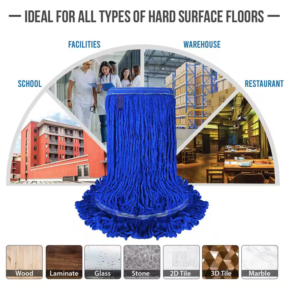5 In. Loop End Commercial String Mop Blended Mop Head Replacement Refill 32 Oz.