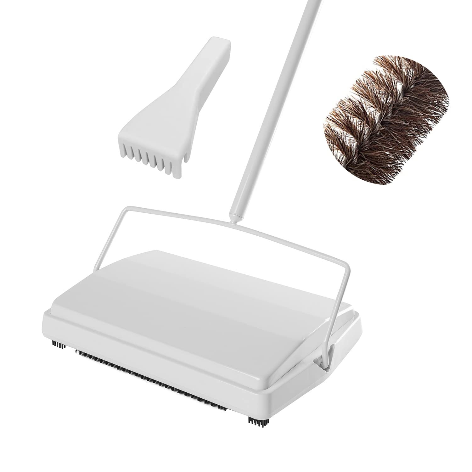 JEHONN Carpet Floor Sweeper with Horsehair, Non Electric Manual Sweeping, Rot…