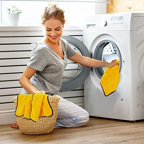 40 Yellow Microfiber Towels 16×16 Inch Car Drying Cloths Bulk Detailing