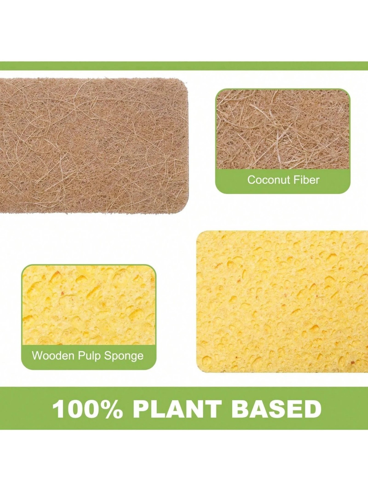 3/6 Pack Biodegradable Cellulose Coconut Scrubbing Sponges Eco Kitchen Cleaning