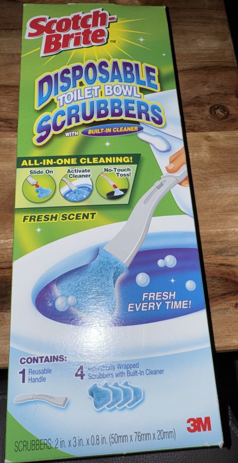Scotch-Brite Disposable Toilet Bowl Scrubbers Fresh Scent Handle 4 Scrubbers NOS