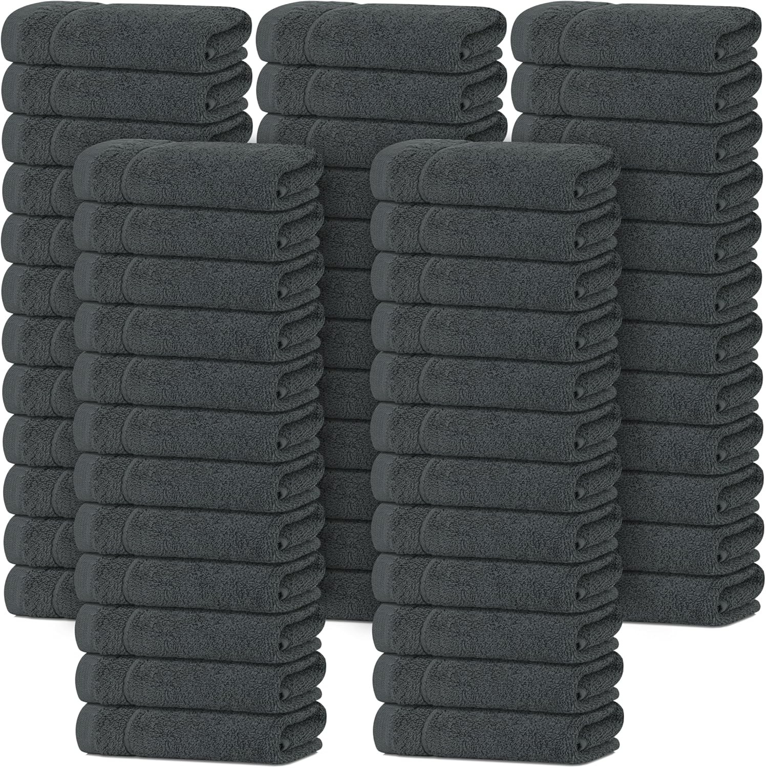 Pack of 60 Washcloths, 12 x 12 Inches, Lighter Weight, Quick to Dry, Super Soft